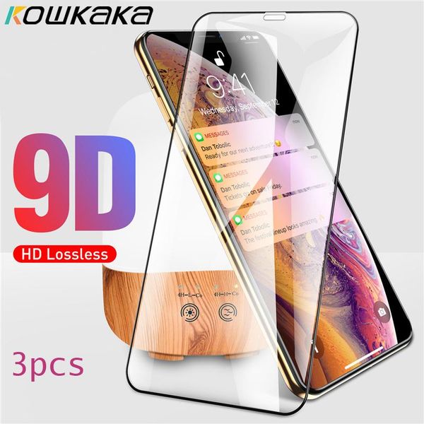 

kowkaka 3pcs 9d tempered glass for x xr xs 11 pro max screen protector 6 6s 7 8 plus full cover cell phone protectors