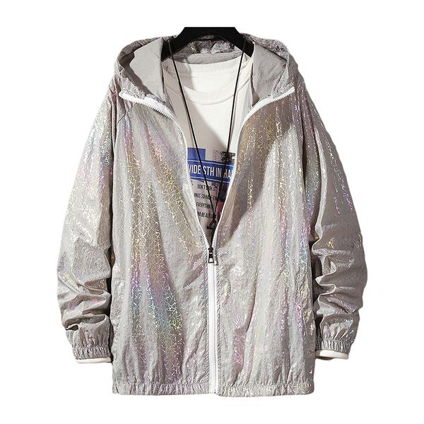 

women basic jackets summer colorful reflective causal thin windbreaker women hooded jackets coat zipper bomber veste femme, Black;brown