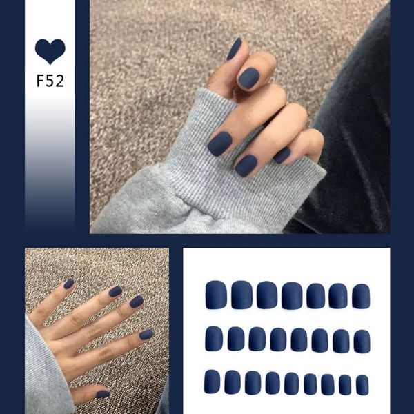 

false nails 24pcs matte wear short paragraph fashion manicure patch save time wearable nail, Red;gold