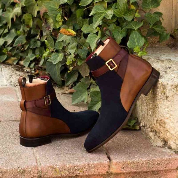 

boots 2021 men shoes fashion and elegant gentleman all-match handmade brown pu stitching blue suede belt ankle 6kf391 3tnu, Black