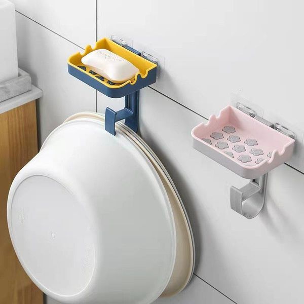 

hooks & rails 1pc wall-mounted suction cup soap box non-slip waterproof and traceless paste drain rack bathroom tools