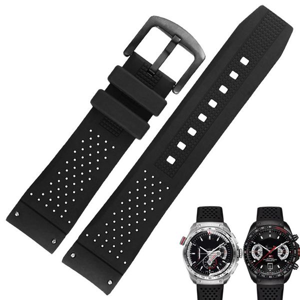 

watch bands casiosilicone watchband for wristband 22mm waterproof rubber strap with stainless steel buckle bracelet, Black;brown