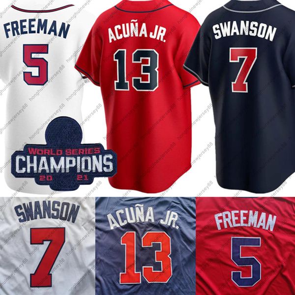 

2021 an dansby ronald acuna jr. braven jersey freddie swanson austin riley ozzie albies chipper jones hamels duvall baseball custom mens wom, Blue;black