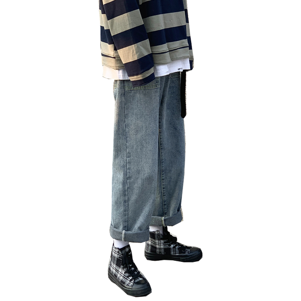 

men's pants 2021 student jeans spring loose casual fashion trend old, Black