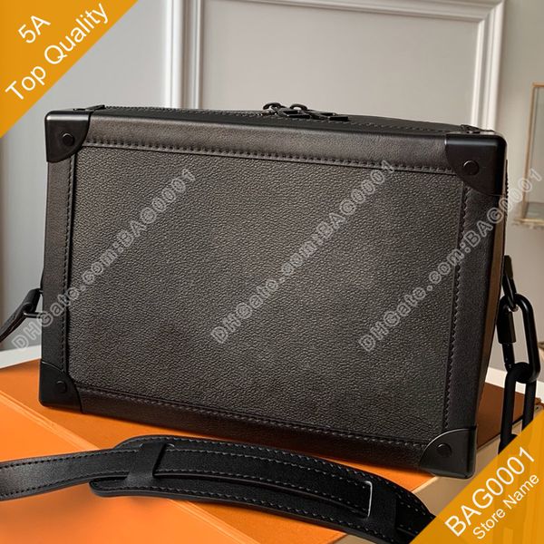 

soft trunk bags men fashion canvas genuine leather crossbody chains shoulderbag with box b061