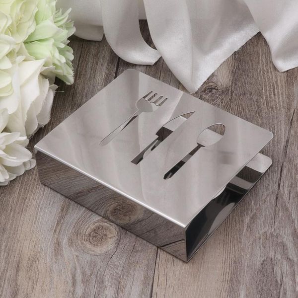 

tissue boxes & napkins stainless steel napkin rack box holder cutlery floral hollow-out design w0yf