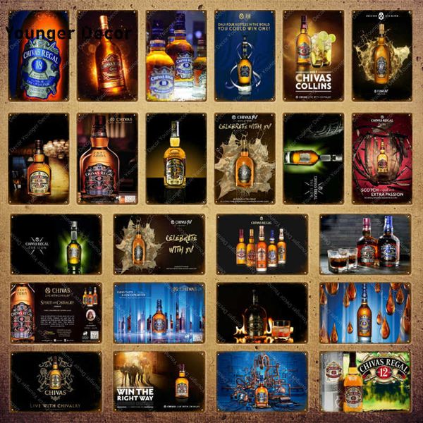 

classic beer chivas regal metal tin signs vintage drinks whiskey decorative poster wall sticker pub bar club home decor yi-190