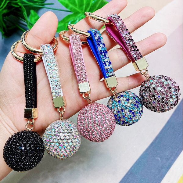 

rhinestone ball car keychain diamond rope bag pendant creative gift lady accessories gc93, Slivery;golden