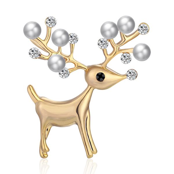 

factory new fashion sika deer christmas painting oil animal chest pearl lovely fashion brooch christmas