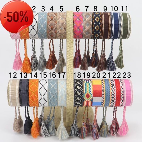 

luxury jewelry bracelet for women cotton fabric letter signature embroidery woven bangle tassel lace-up stacking charm gift, Golden;silver