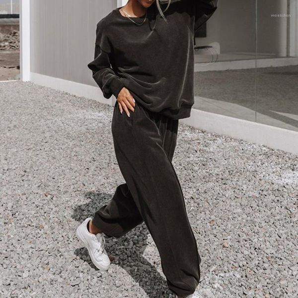 

yoga outfit women two piece tracksuit long sleev hoodies trousers set casual sweatershirt sports loose pants suit leisure