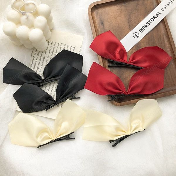 2 pcs preto branco fita cabelo arcos vintage bowknot lado lateral lindo meninas barrettes cocar acessórios de cabelo para mulheres