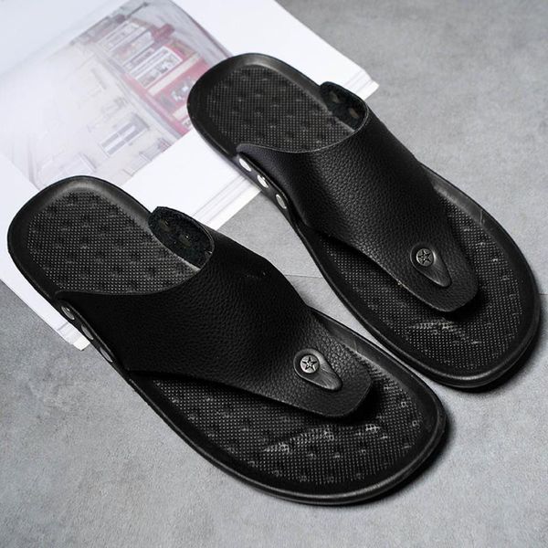 

slippers sandals men summer rome flip flop casual home beach walking slipper comfortable t-strap open toe 2021 #1225, Black
