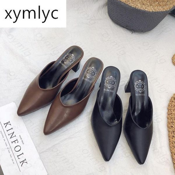 

slippers women spring summer mules shoes fashion outdoor elegant sandals slides ladies party high heels zapatillas mujer casa, Black