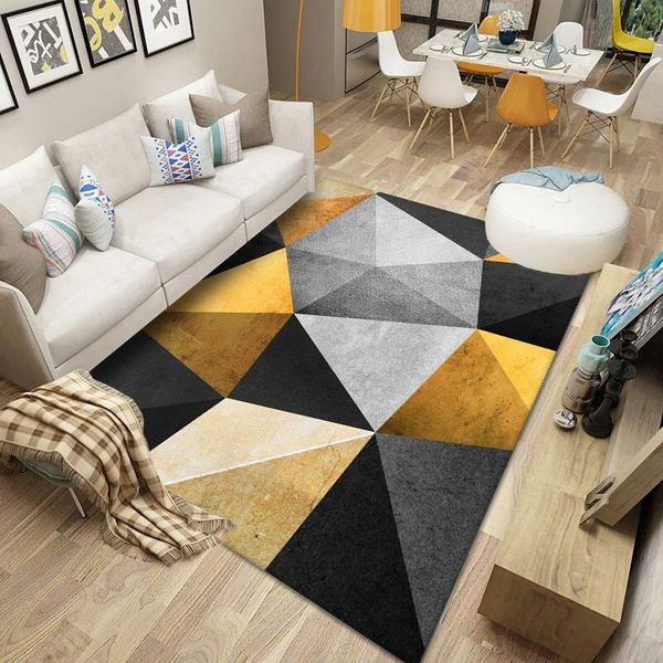 

carpets black yellow geometric carpet and rug nordic style living room kids bedroom bedside non-slip floor mat kitchen bathroom area