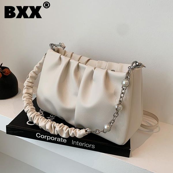 

evening bags [bxx] simple pearl chain pu leather crossbody for women 2021 summer shoulder bag luxury ladies travel hs237