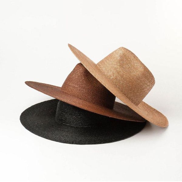 

wide brim hats summer handmade natural very fine straw raffia solid fedoras hat men women holiday panama jazz cap sombrero mujer fascinator, Blue;gray