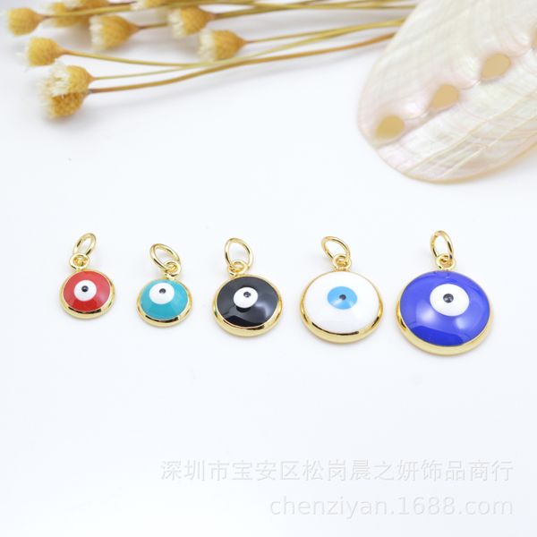 

cool design colorful enameled 8/10/12/14mm evil eye charm pendant for diy jewelry making, Bronze;silver