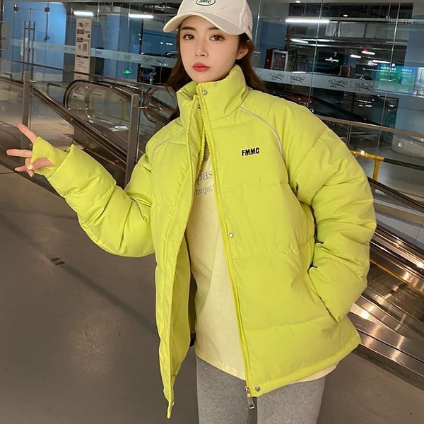 

women's down & parkas women winter solid stand collar thick jacket korean ins style loose warm all-match casual daily female clothing o, Black