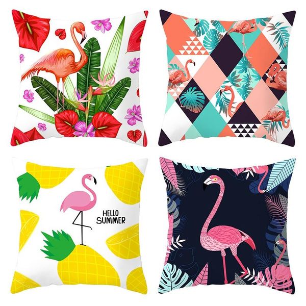 

cushion/decorative pillow peach skin flamingo cushion cover pillowcase hawaii decoration summer party sofa home 45*45cm