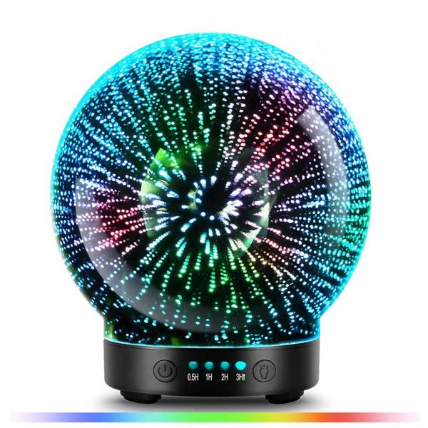 

humidifiers 3d glass aroma diffuser,aromatherapy ultrasonic essential oil version air humidifier,modes firework 100ml 7color changing lights