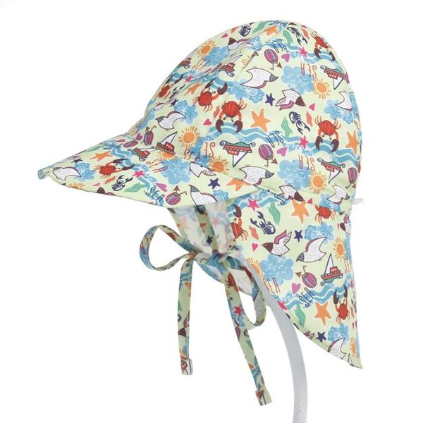 

toddler neck flap sunscreen breathable cap infant summer sun hat non-glare portable foldable outdoor m7dd wide brim hats, Blue;gray