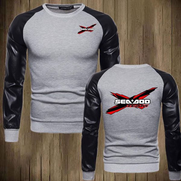 

men's hoodies & sweatshirts 2021 seadoo men england style casual fashion cotton winter long sleeve leather delicate high street, Black