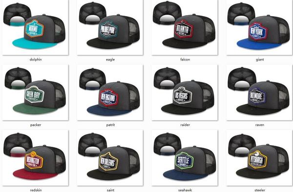 

2021 football snapback cap draft hats graphite black color mix match order all caps adjustable mesh hat, Blue;gray