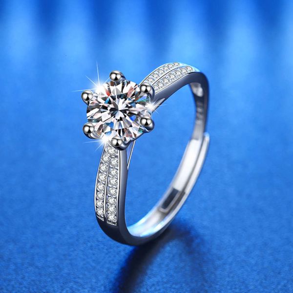 

live tiktok kwai red s925 classic six paws star queen empress stone ring jane, Silver