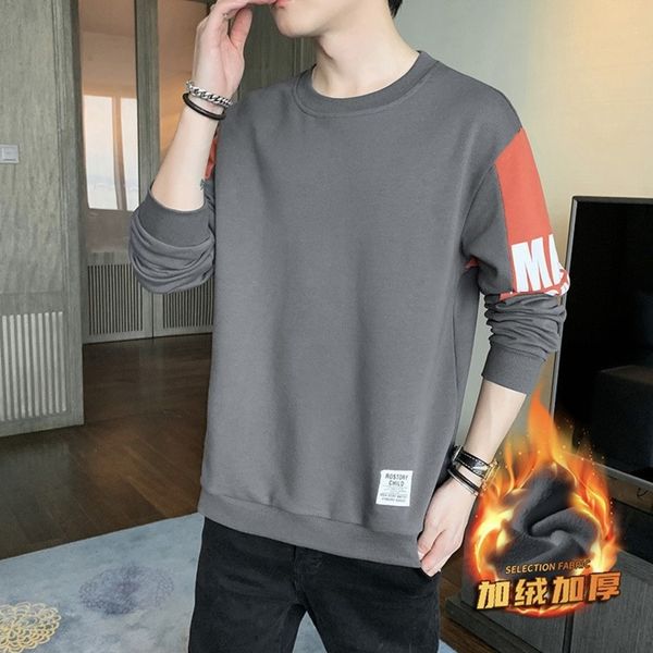 

long sve t-shirt winter plush thickened casual bottoming shirt korean loose ins sweater men's fashion, Black