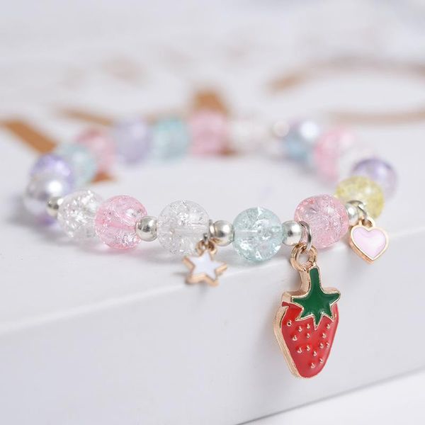 

charm bracelets 2021 popcorn crystal beaded small strawberry bracelet female student girlfriends gift heart-shaped trinket, Golden;silver