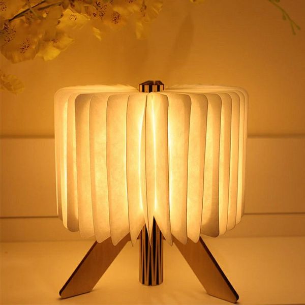 

table lamps creative led foldable book night lights portable 2 colors 3d kids gifts light wooden 5v usb rechargeable magnetic lamp