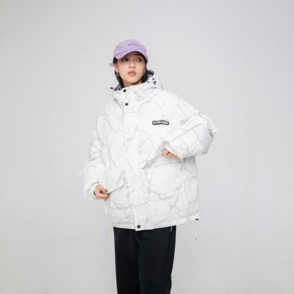 

21fw splash ink high street cotton jacket for men women couples winter warm zipper coats windproof fashion casual simple cotton jackets tjmj, Black;brown