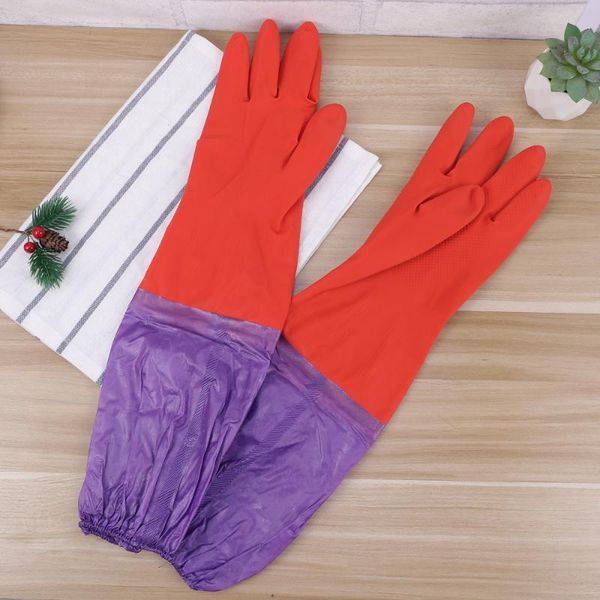

disposable gloves pair of elbow length water resistant aquarium change (random color)