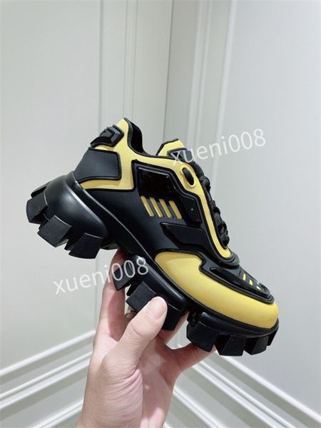 

desinger shoe women 35-46 casual monolith triangle logo black genuine leather shoes increase platform sneakers cloudbust classic patent matt, Red;white