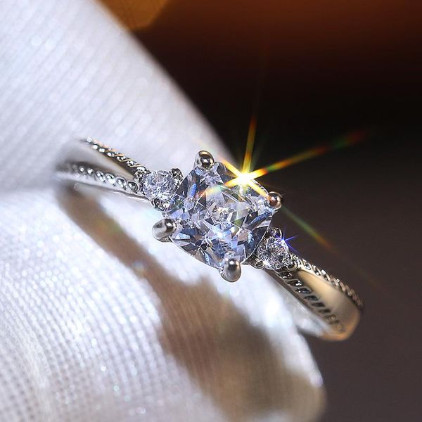

wedding rings huitan classic women anniversary ring square zirconia crystal finger a lifetime love bridal gift exquisite jewelry, Slivery;golden