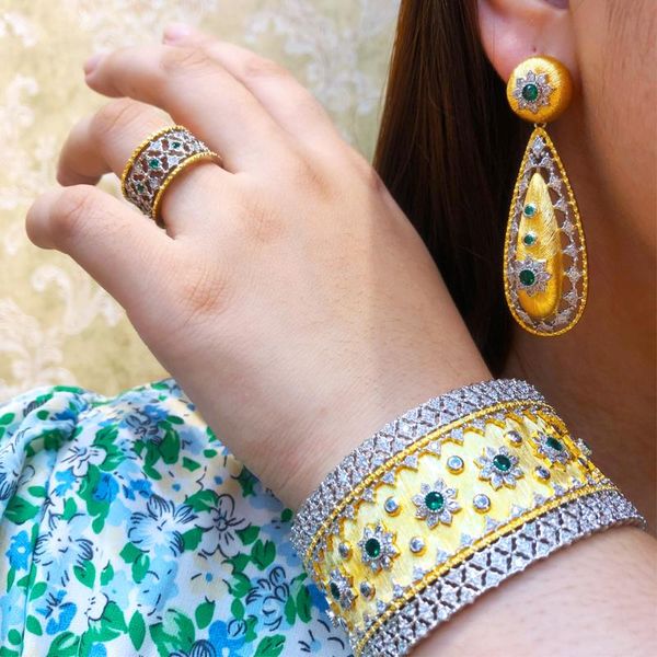 

earrings & necklace soramoore be original geometric sparkling bangle ring jewelry set women girl cubic zirconia accessories, Silver