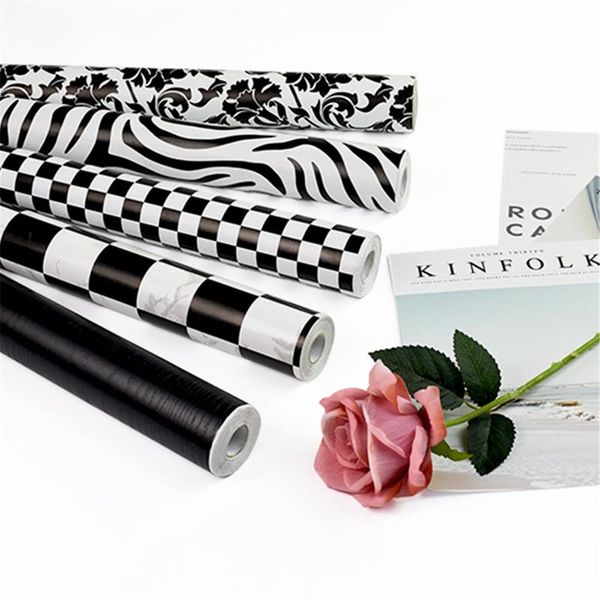 

modern 45cmx10m pvc black white striped self-adhesive wallpaper contract wall r9jc wallpapers