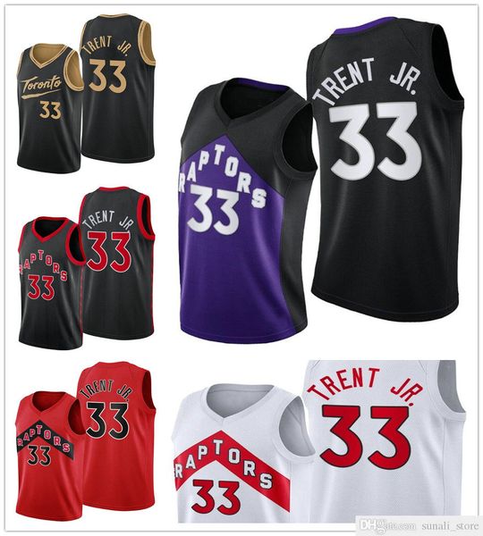 

2021 basketball 33 gary trent jr. jerseys black red white color wholesale sports shirts fast send