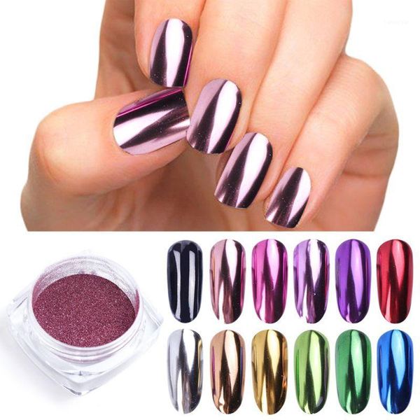 

0.5g nail mirror glitter powder metallic colorful art uv gel polishing chrome flake pigment dust decoration manicure supply1, Silver;gold