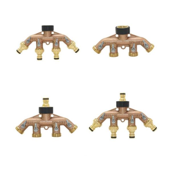 

watering equipments brass g3/4 inch 4-way garden tap hose splitter irrigation valve quick connector way shunt four outlets 1pcs