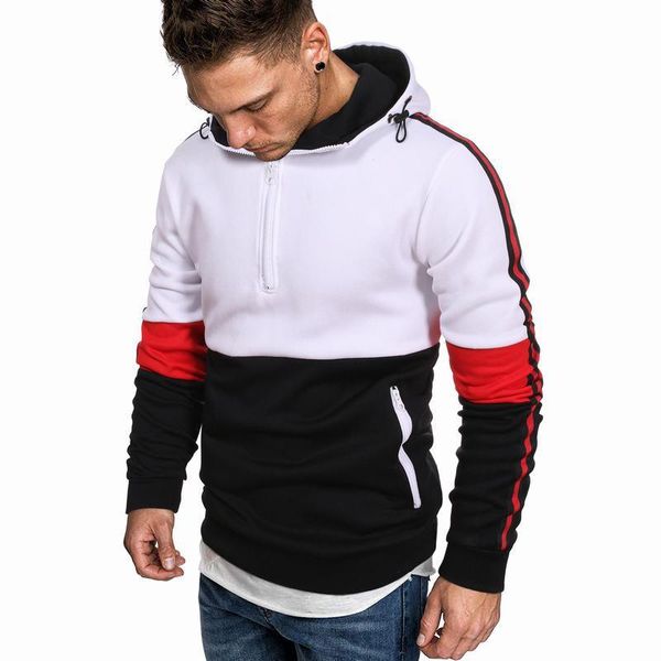 

men's hoodies & sweatshirts 2021 spring color matching casual pullover youth slim-fit hood, Black