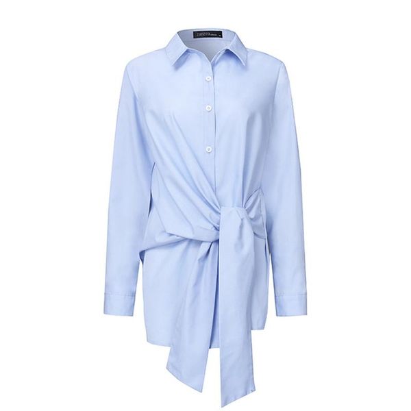 

women's blouses & shirts fashion women long sleeve shirt casual lace up elegant lapel neck ol asymmetric spring blusas femininas tunic, White