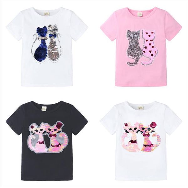 

kids boys t shirt cartoon sequins children girls shirts cotton short sleeve summer clothes 2 7 years, Blue
