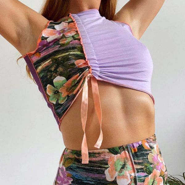 

women's t-shirt evessi women cropped t shirt ruffle frill short sleeve patchwork t-shirts round neck casual tees party summer clothes, White