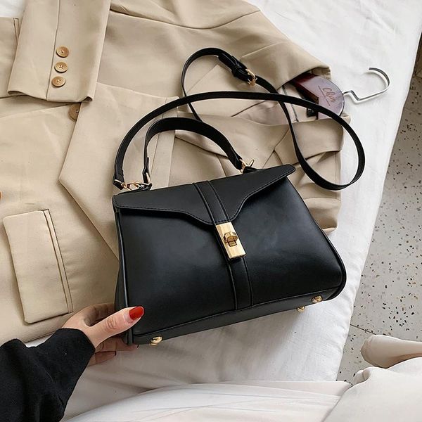 

evening bags 2021 autumn and winter female bag fashion shoulder solid color retro pu messenger luxury designer handbag