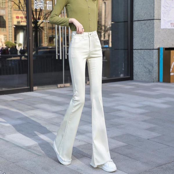 

thin white micro flared women's high waist summer elastic pants thin and, Blue