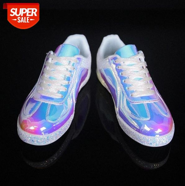 

shiny women casual skate shoes trend hip hop korean mixed colors sneakers fashion #nr6b