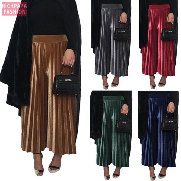 

women's pants & capris plus size women loose high waist warm velvet wide leg pleated palazzo pantalon hiver femme winter trousers, Black;white