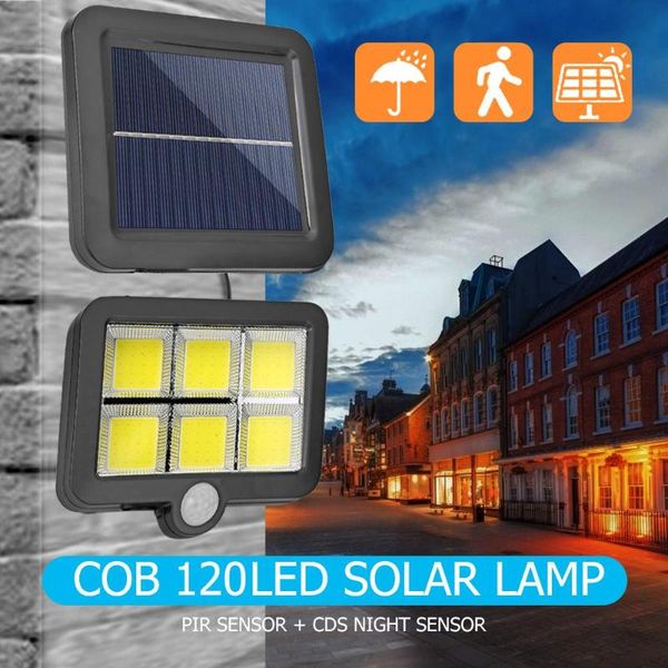 

solar lamps plastic power black waterproof outdoor garden street human body induction wall light cob 120 led lighting